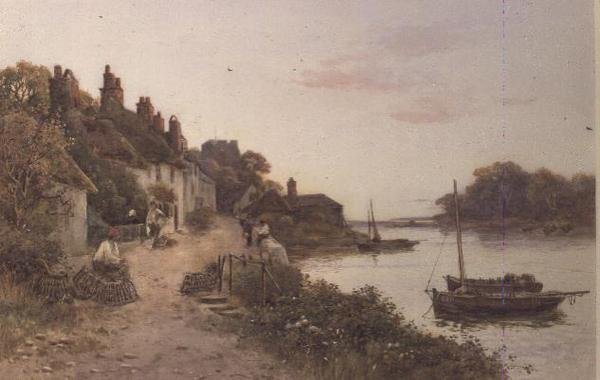 Fiske i en by i Cornwall (akvarell på papper) av Walker Stuart Lloyd