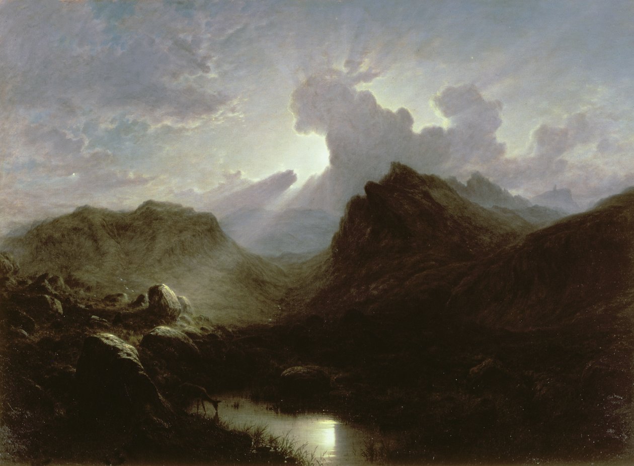 Deer Forest, Skye, Summer Moonlight av Waller Hugh Paton