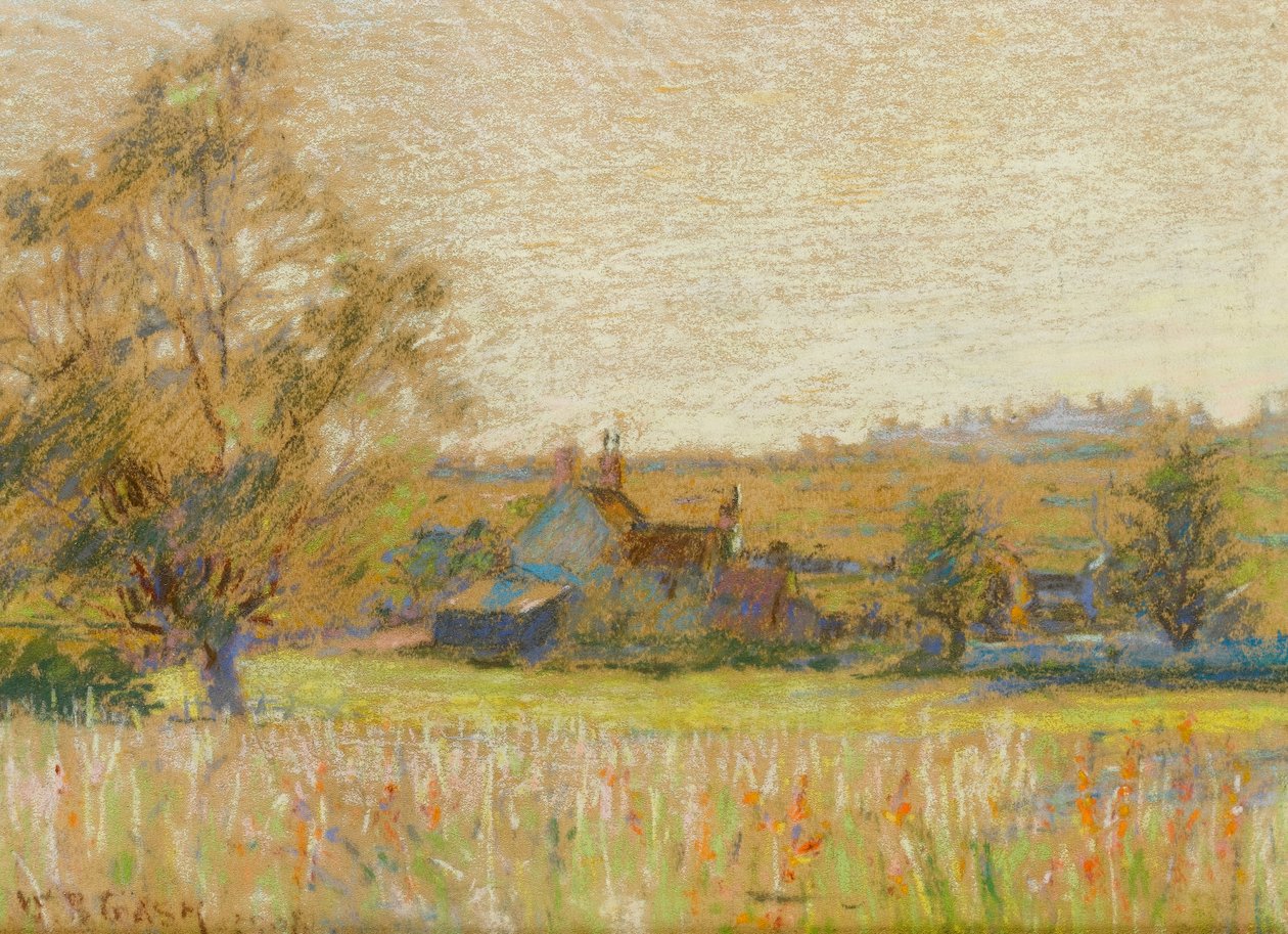 Sommarlandskap med en bondgård bakom av Walter Bonner Gash