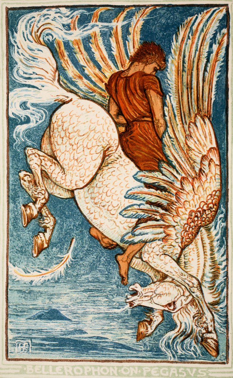 Bellerophon på Pegasus, illustration från 