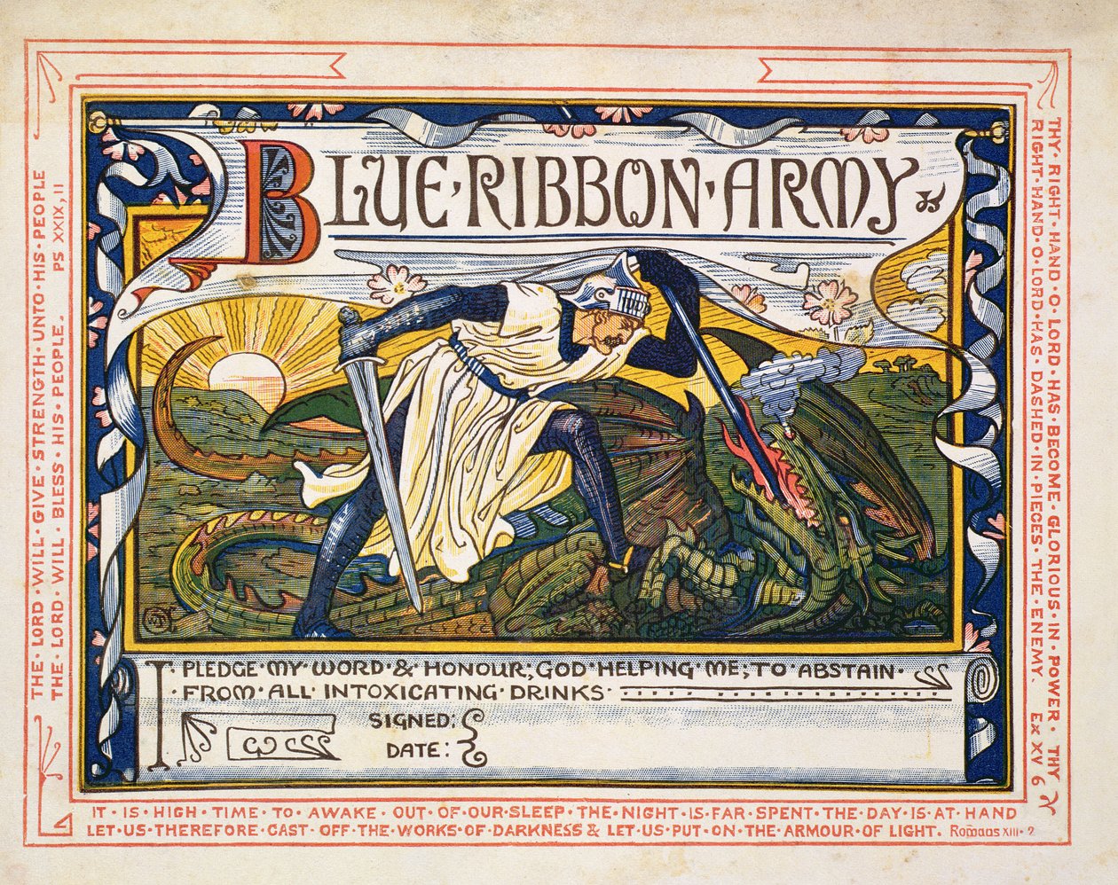 "Blue Ribbon Army, löfte om avhållsamhet av Walter Crane
