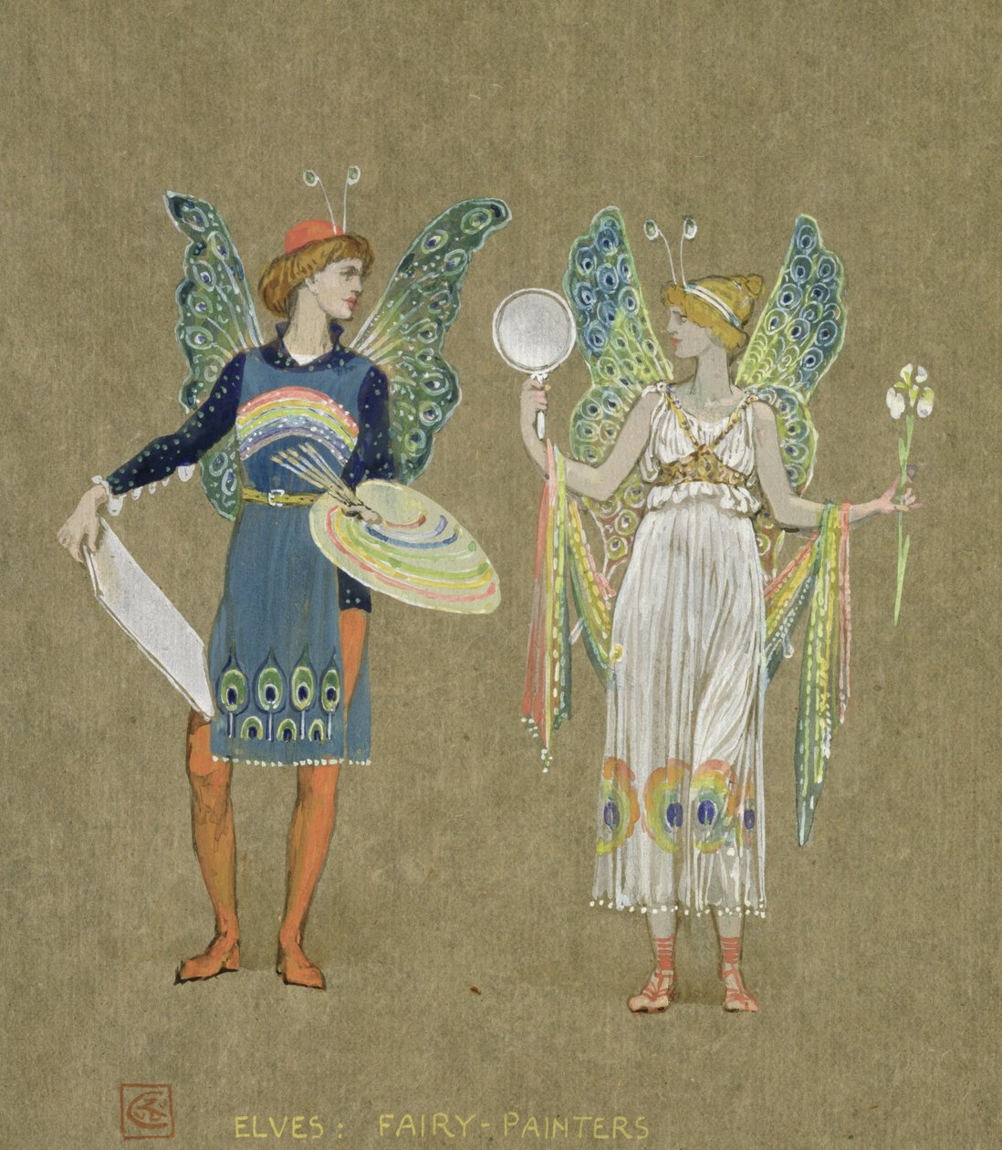 Alver och älvamålare, från "Snögubben" 1899 av Walter Crane