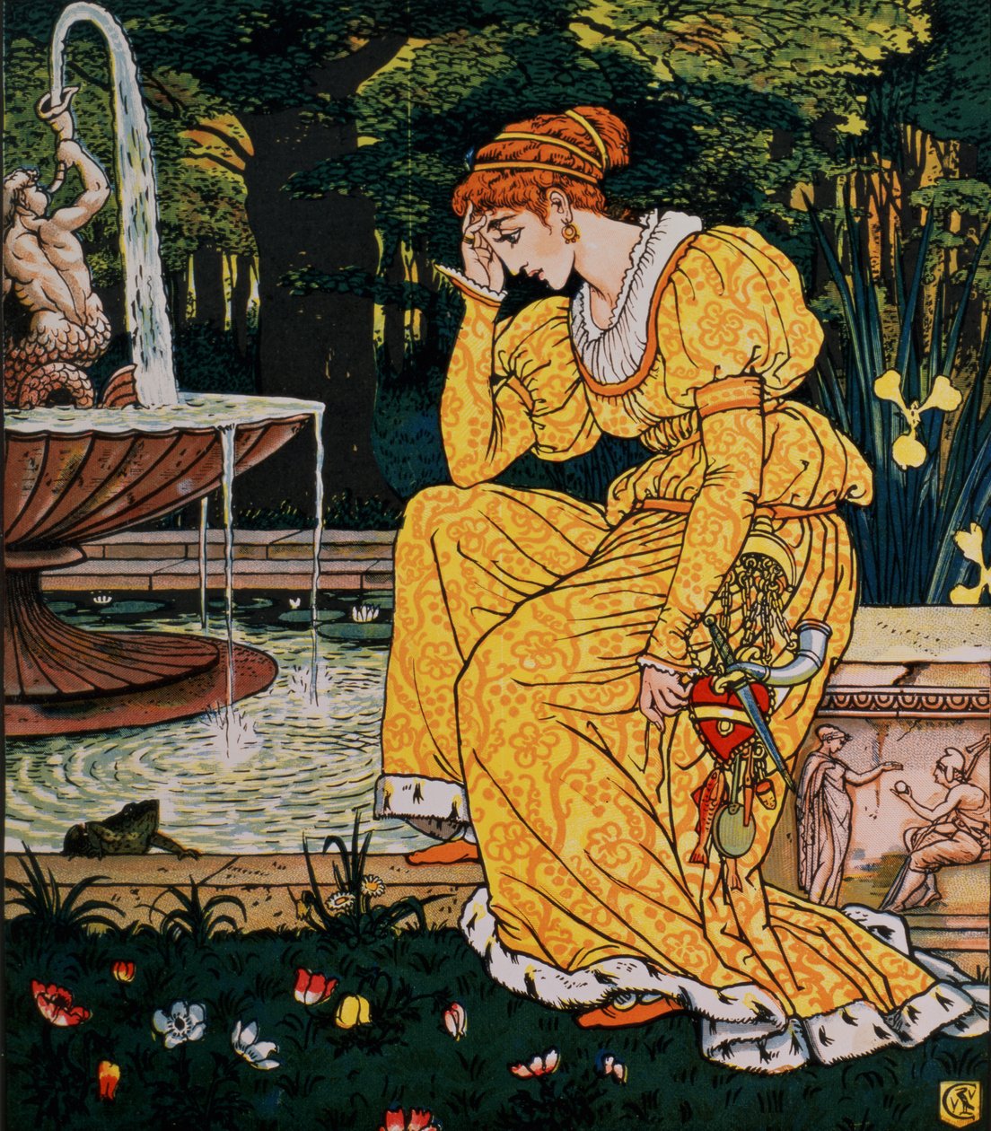 "Frog Prince and the Maiden", pub.1874, (illustration) av Walter Crane