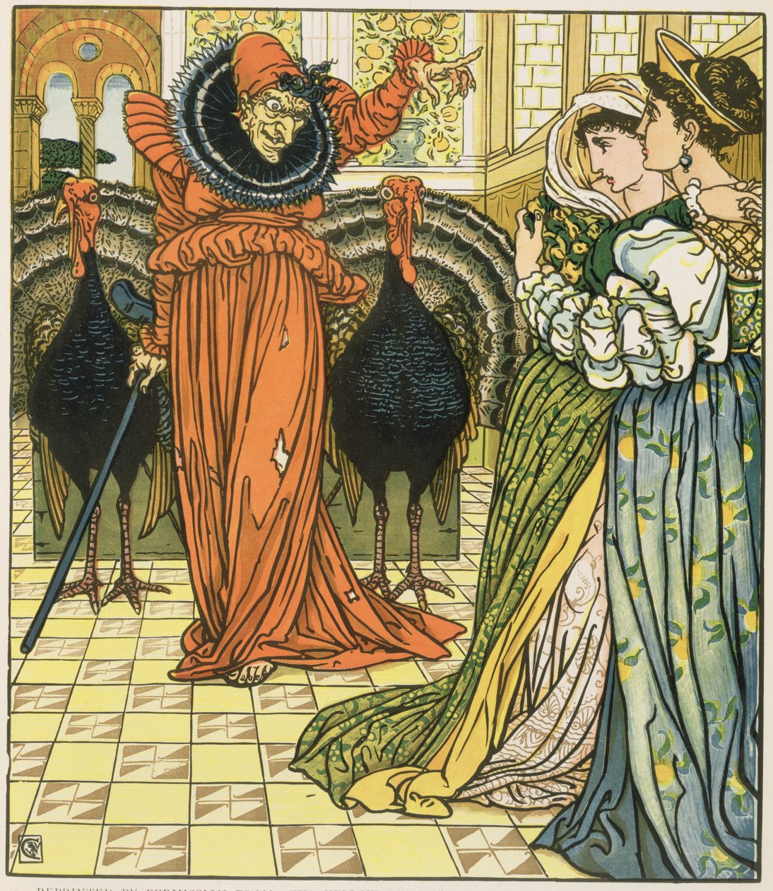 Illustration från Den gula dvärgen, första upplagan av Walter Crane