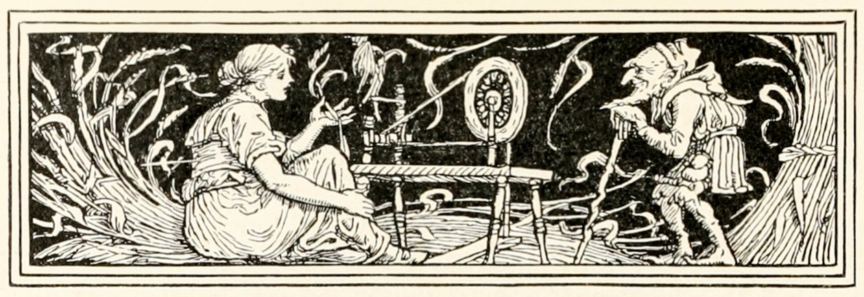 Rumpelstiltskin och Millerns dotter? från ?Rumpelstiltskin av Walter Crane