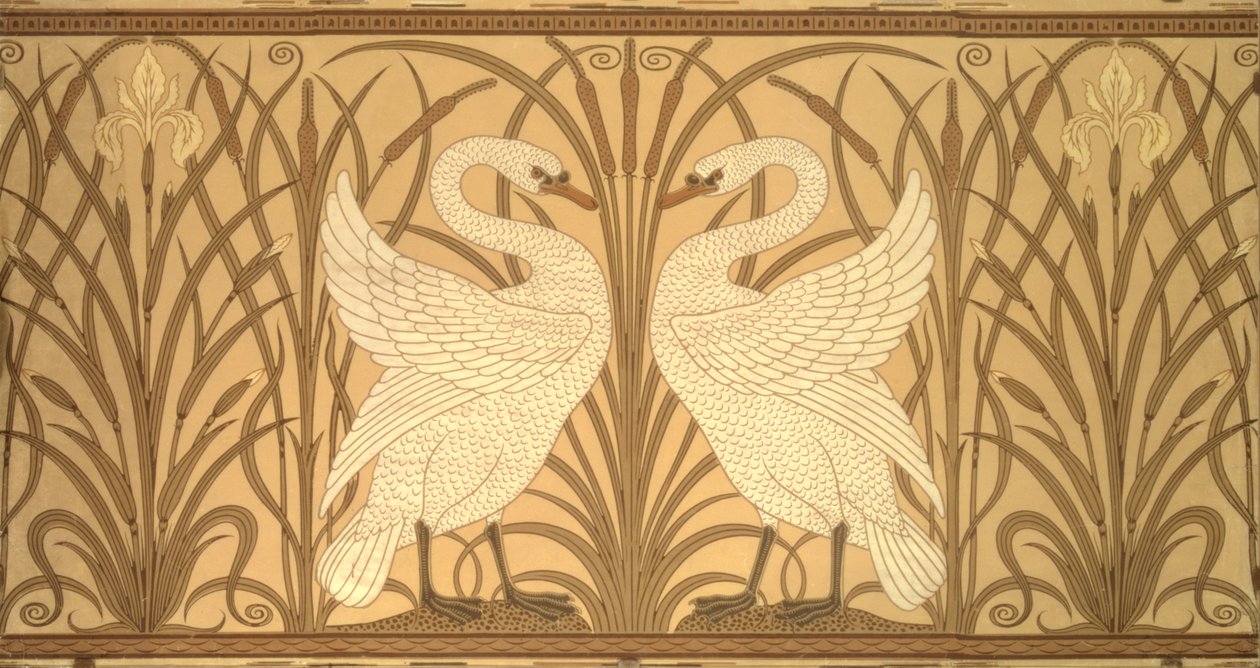 Svan tapetdesign av Walter Crane
