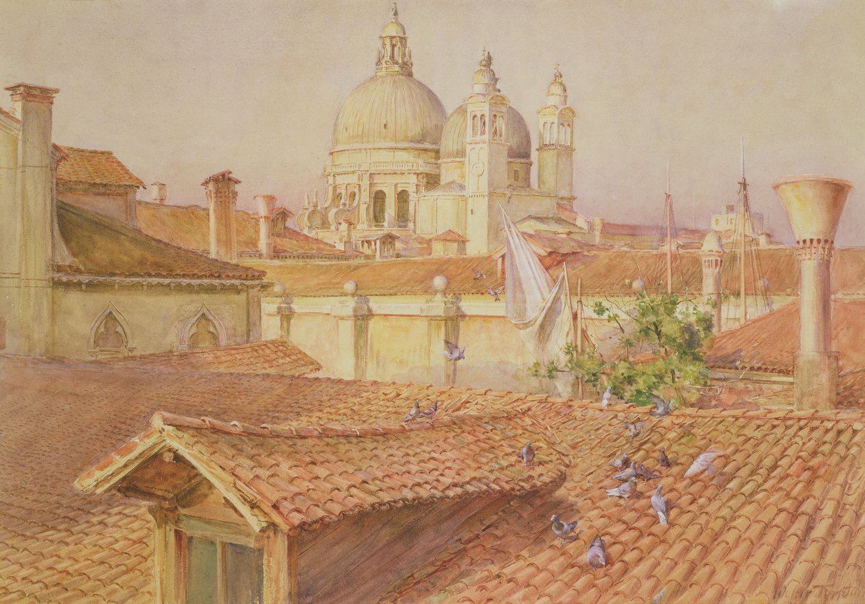 Från konstnärsfönstret med utsikt mot Santa Maria Della Salute, Venedig (wc) av Walter Frederick Roofe Tyndale