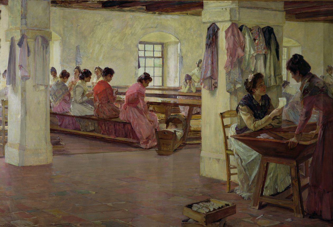 Cigar Makers at Seville av Walter Gay