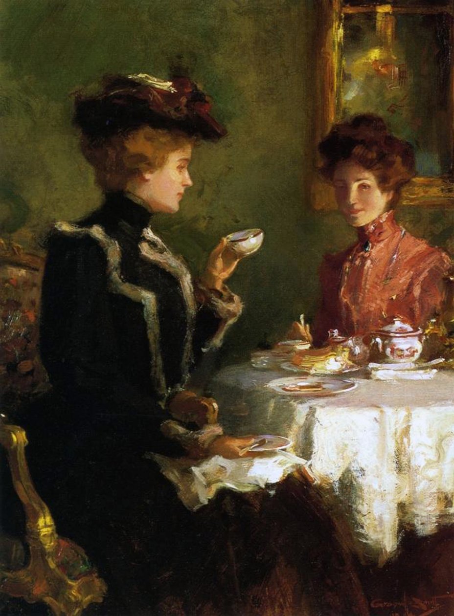 Tea Time, 1904 olja på duk av Walter Granville Smith