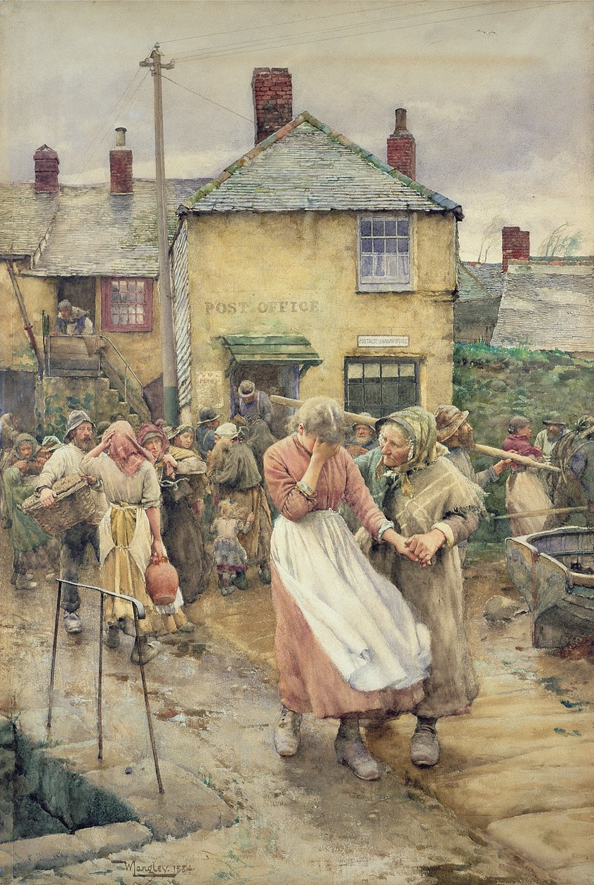 Bland de saknade, 1884 (wc på papper) av Walter Langley