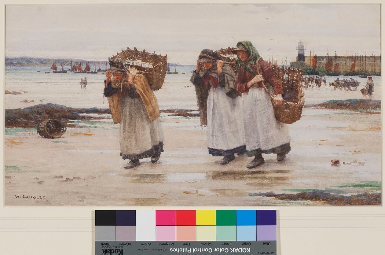 Brödförsäljarna, ca 1896 (wc på papper) av Walter Langley