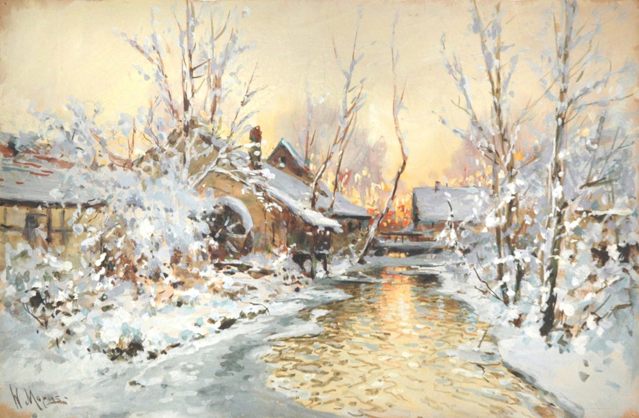Snöig vattenkvarn av Walter Moras