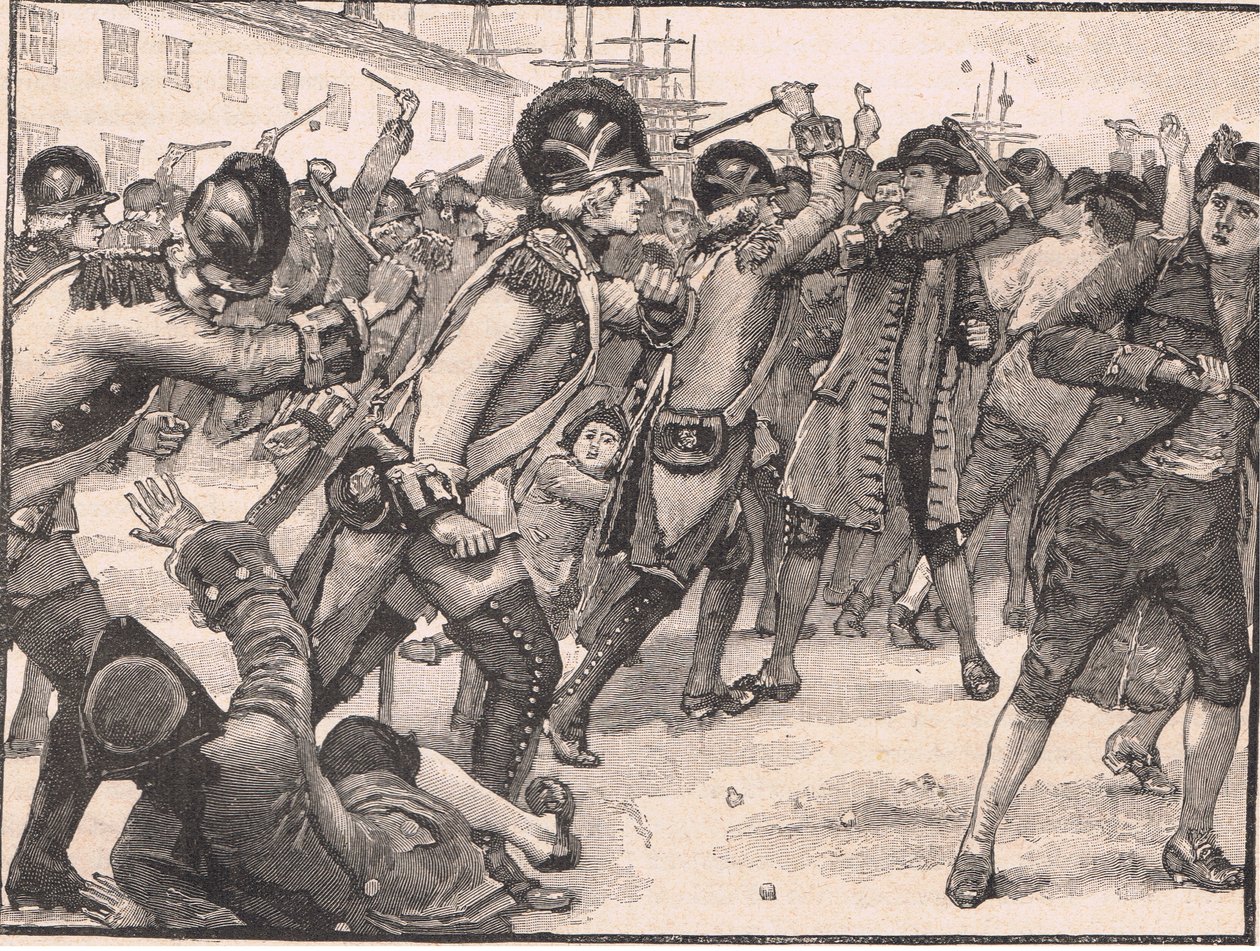 Utbrott i Boston mellan soldaterna och repmakarna 1770 e.Kr av Walter Paget