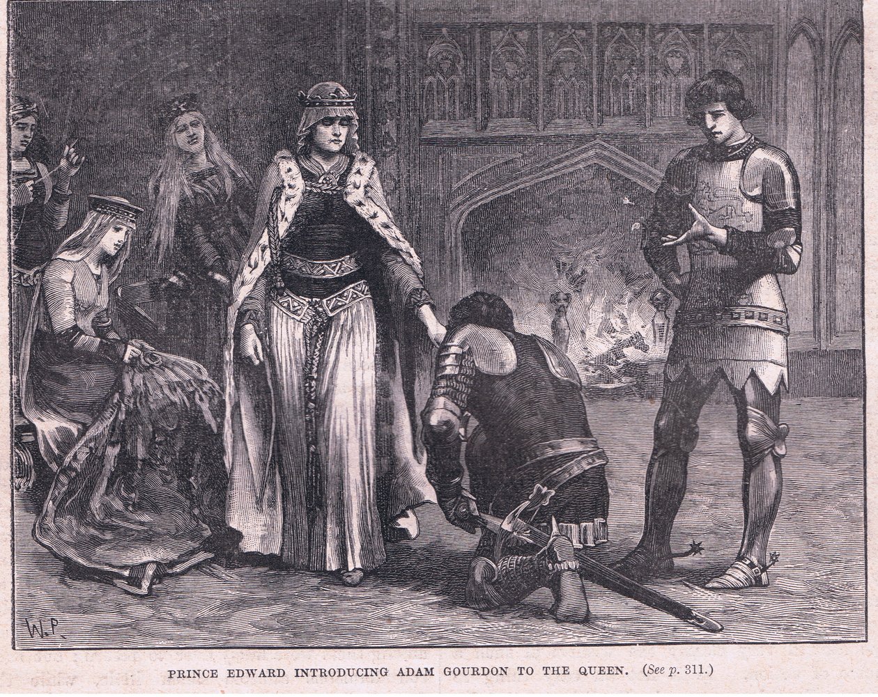 Prins Edward presenterar AD am Gourdon för drottningen AD 1270 av Walter Paget