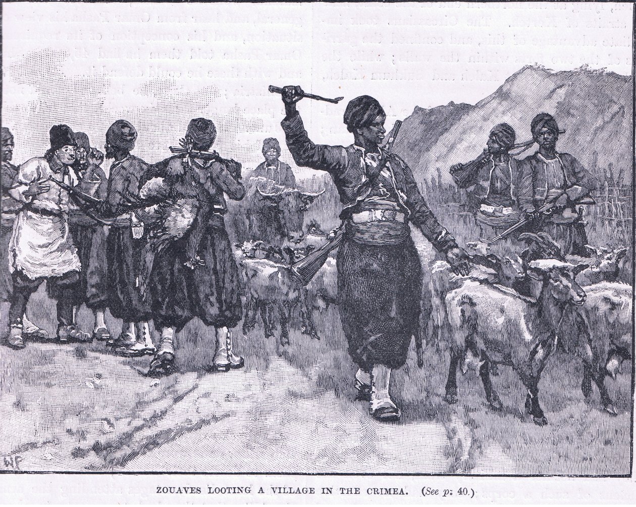 Zouver plundrar en by på Krim 1854 e.Kr av Walter Paget