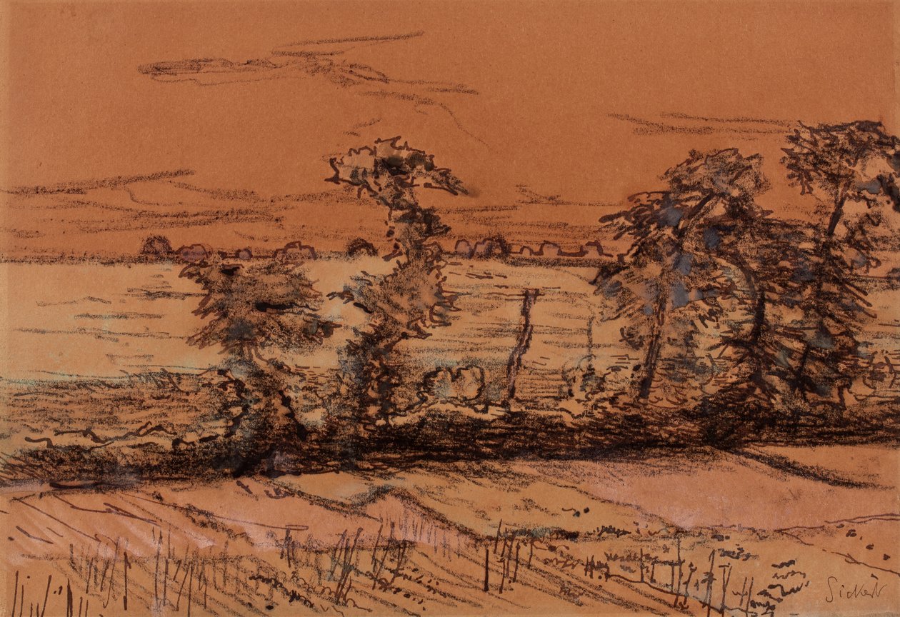 Chagford, Devon, 1916 (bläck, wc och gouache på papper) av Walter Richard Sickert