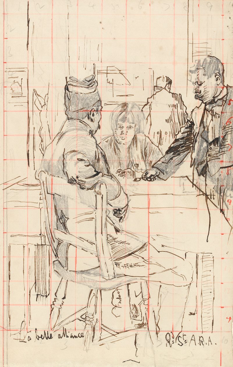 "La belle alliance", (penna och bläck med grafit på papper) av Walter Richard Sickert