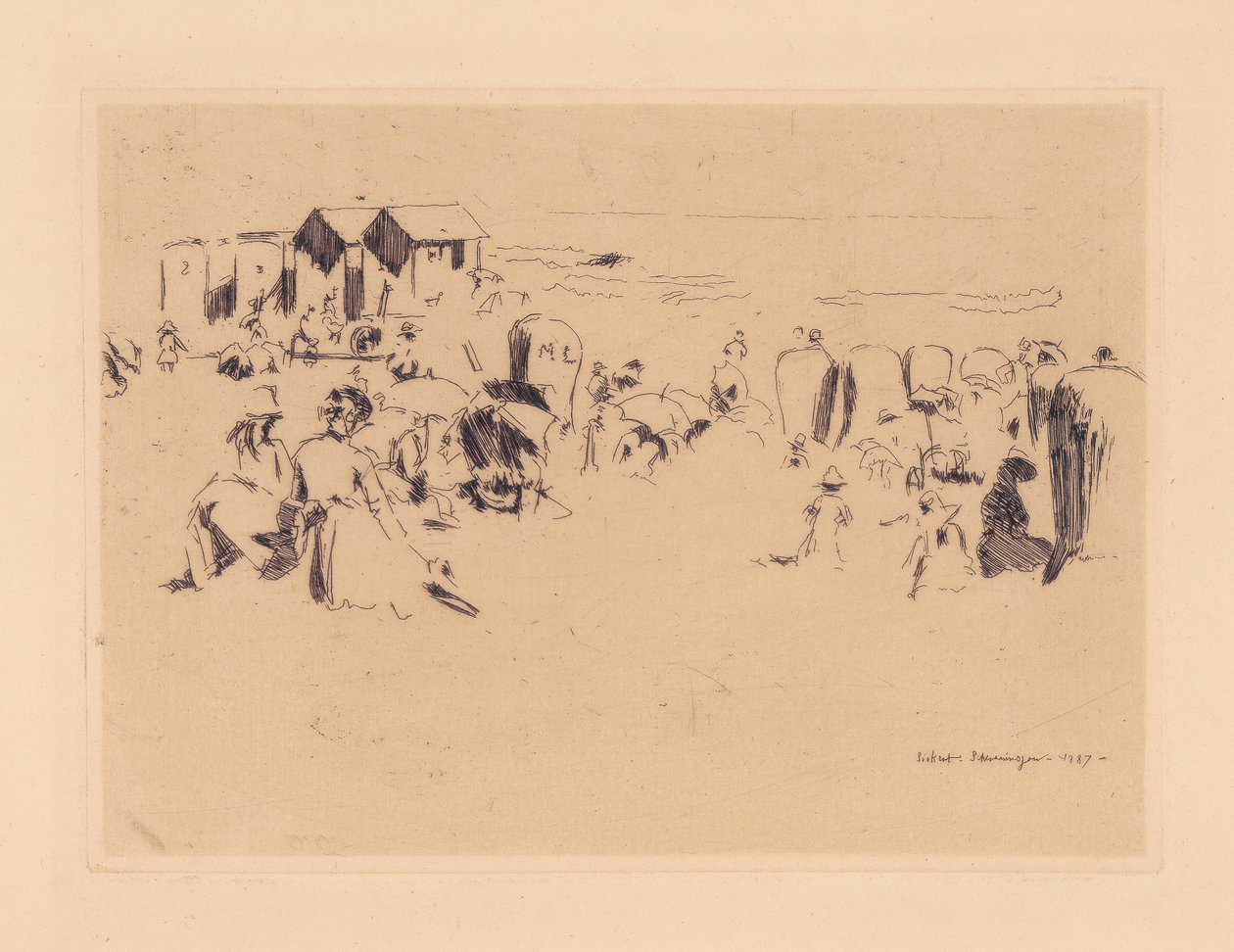 Scheveningen, Badmaskiner, 1887 av Walter Richard Sickert