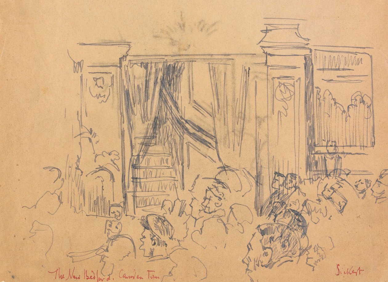The New Bedford, Camden Town (kol, penna och bläck på papper) av Walter Richard Sickert