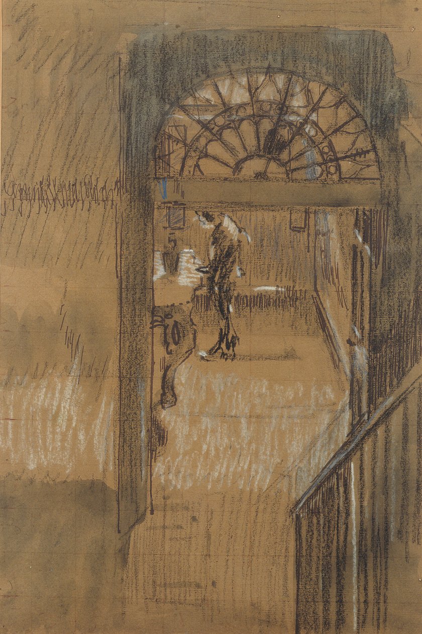 Whistlers Studio (svart och vit krita, penna, bläck och tvätt på papper) av Walter Richard Sickert