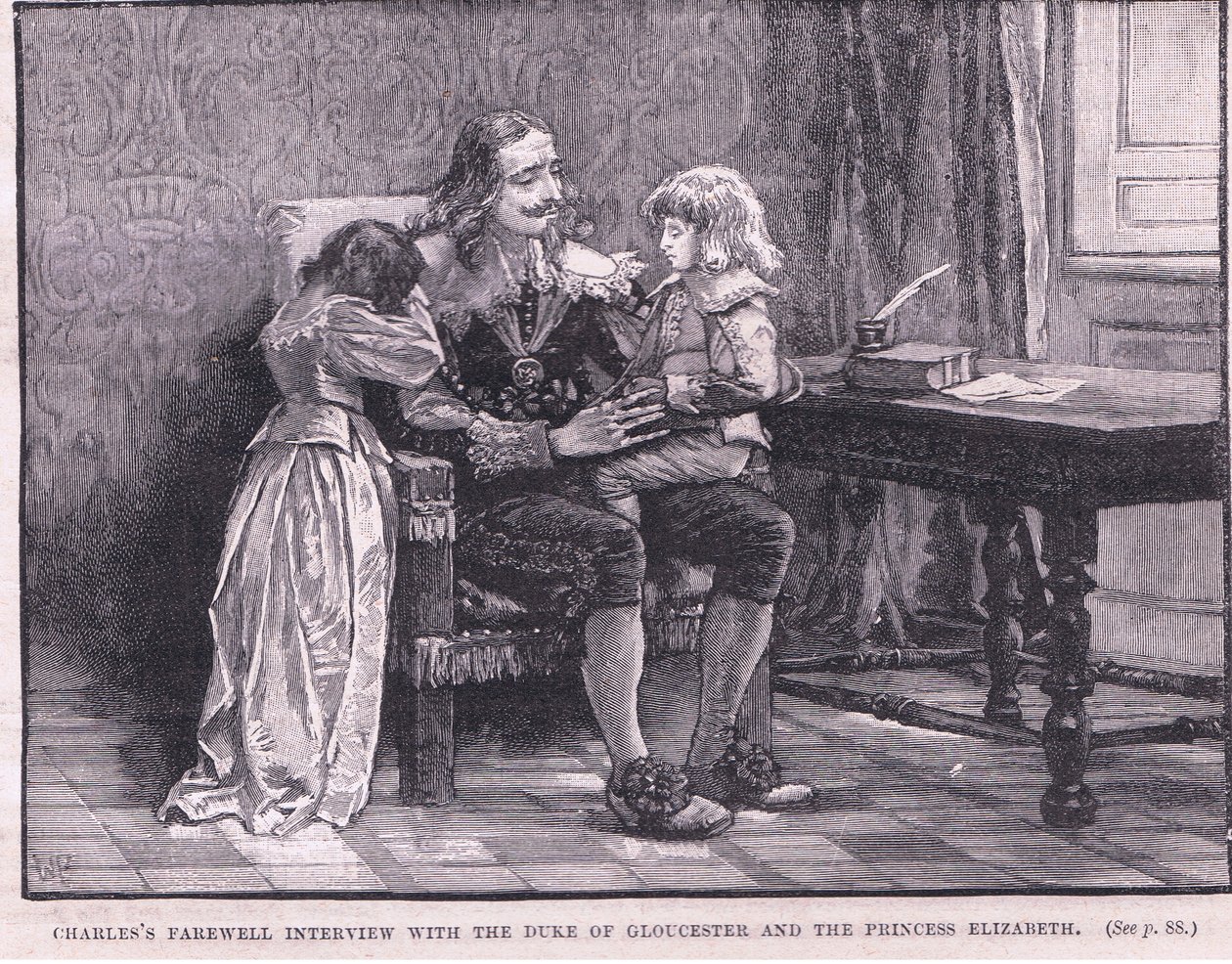 Charles avskedsintervju med hertigen av Gloucester och prinsessan Elizabeth AD 1649 av Walter Stanley Paget