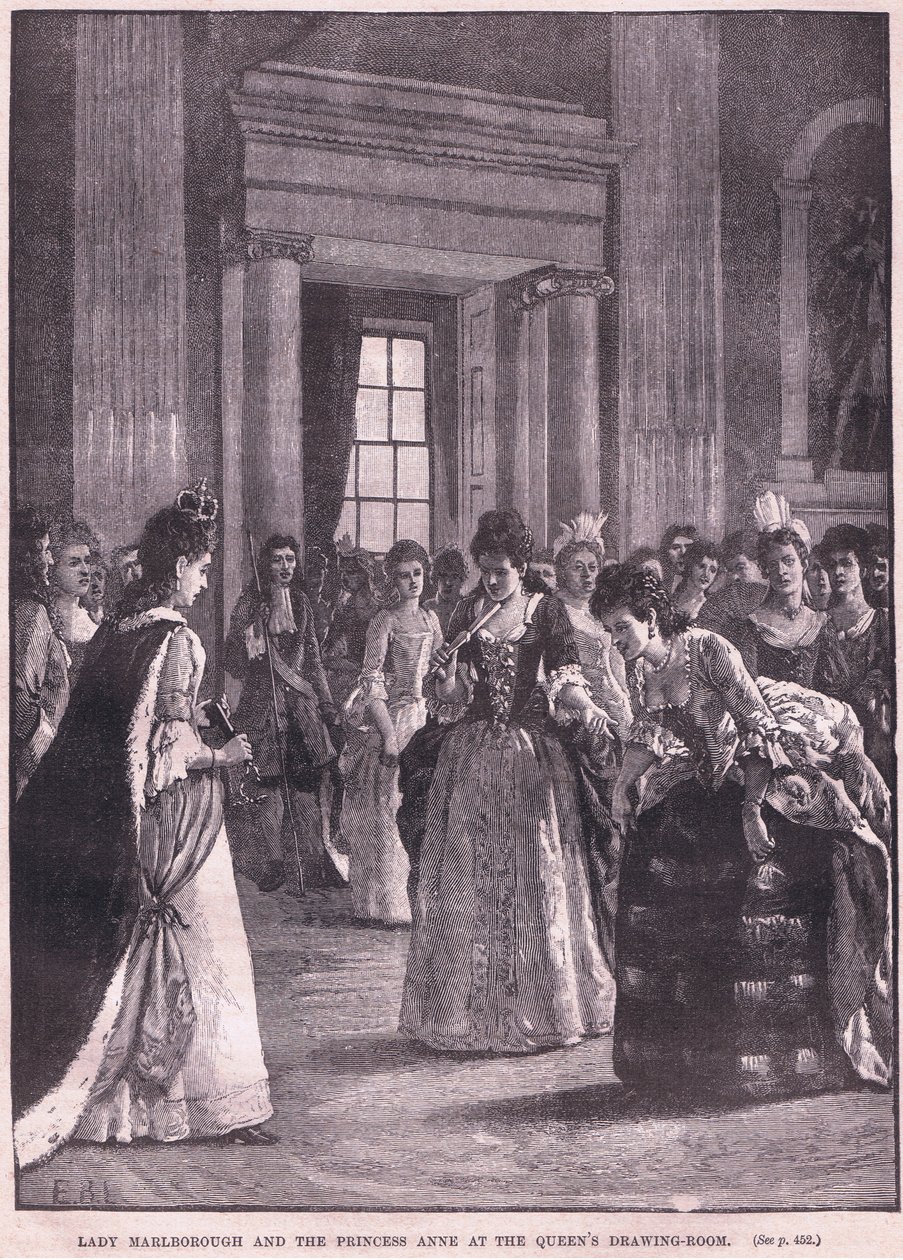 Lady Marlborough och prinsessan Anne i drottningens salong 1692 e.Kr av Walter Stanley Paget