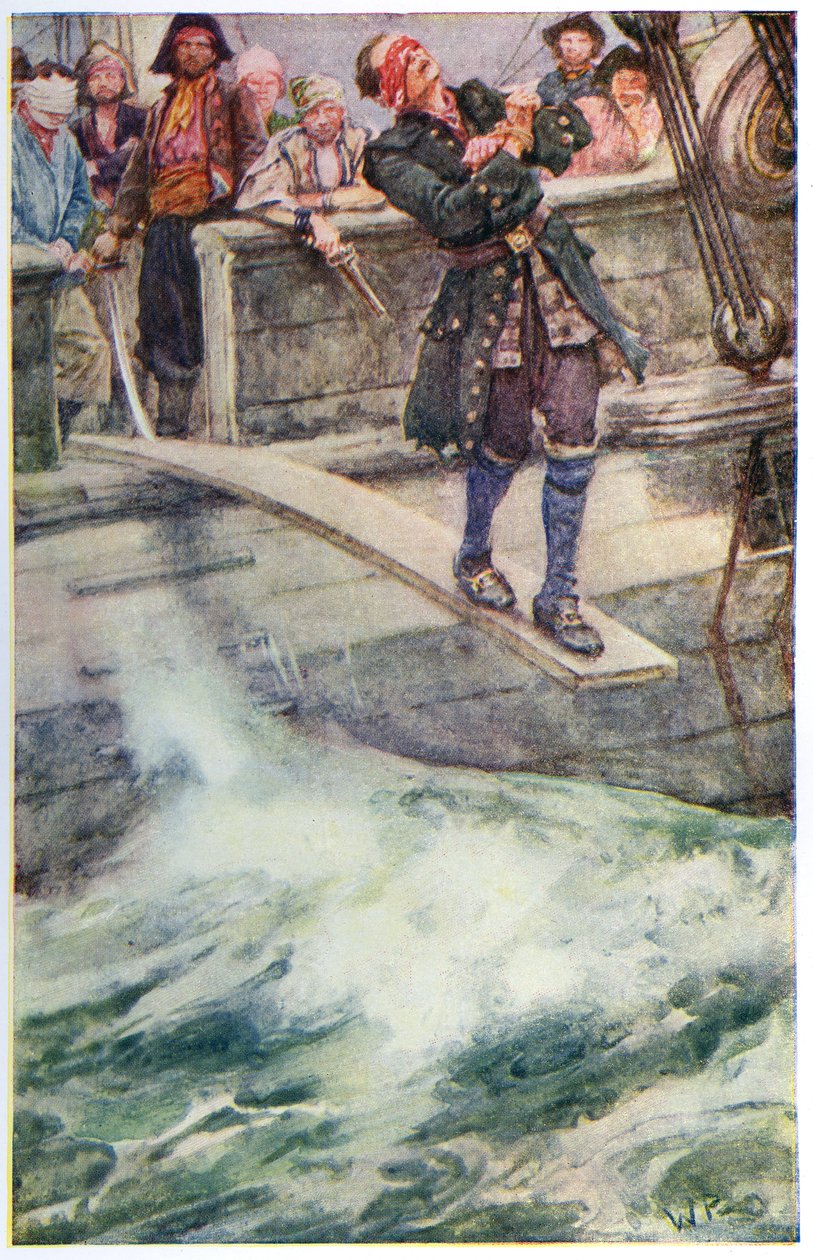 "Walking the plank", illustration från "The Master of Ballantrae" av Robert Louis Stevenson. av Walter Stanley Paget
