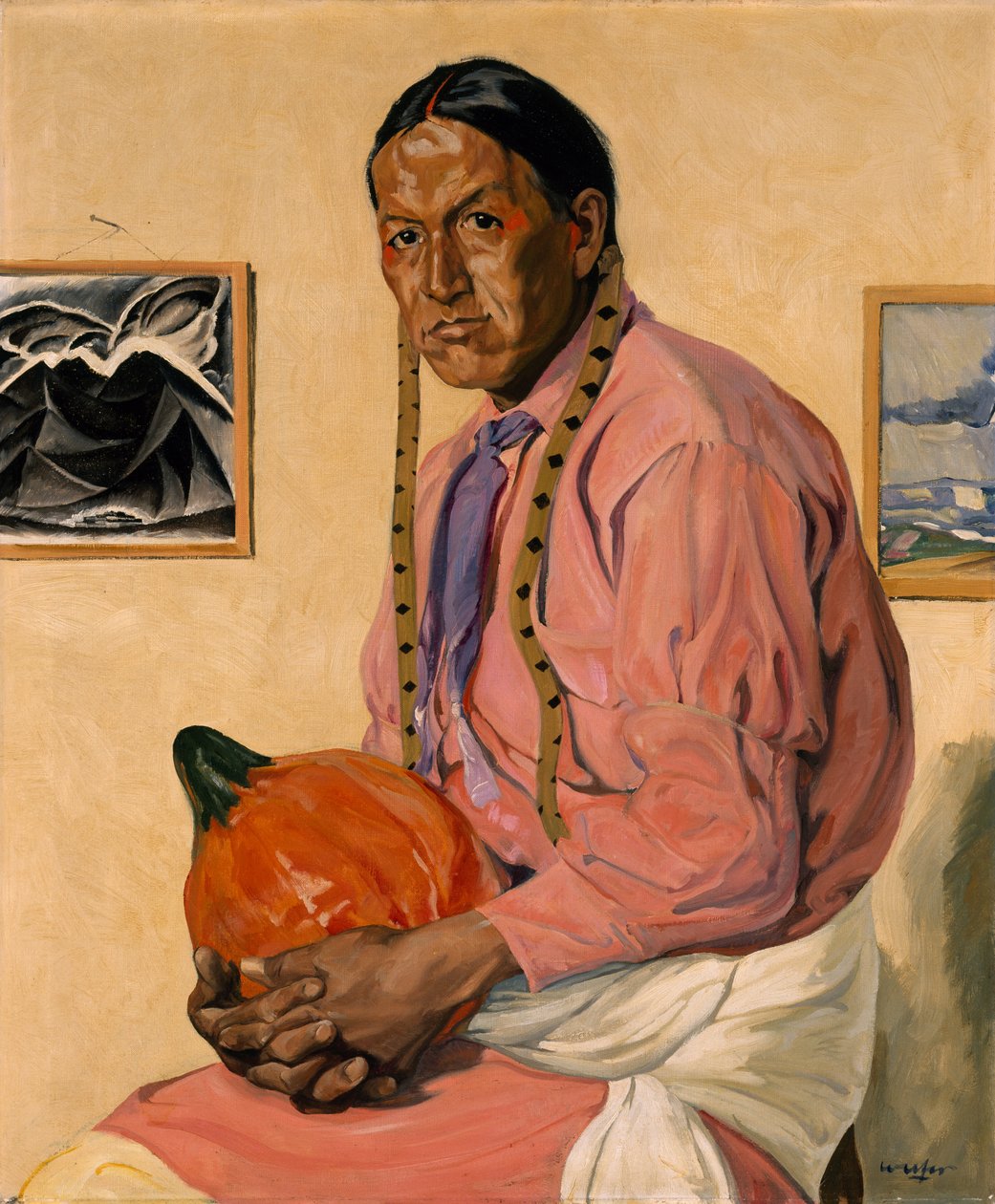 Porträtt av en man med en pumpa, ca 1914-29 av Walter Ufer