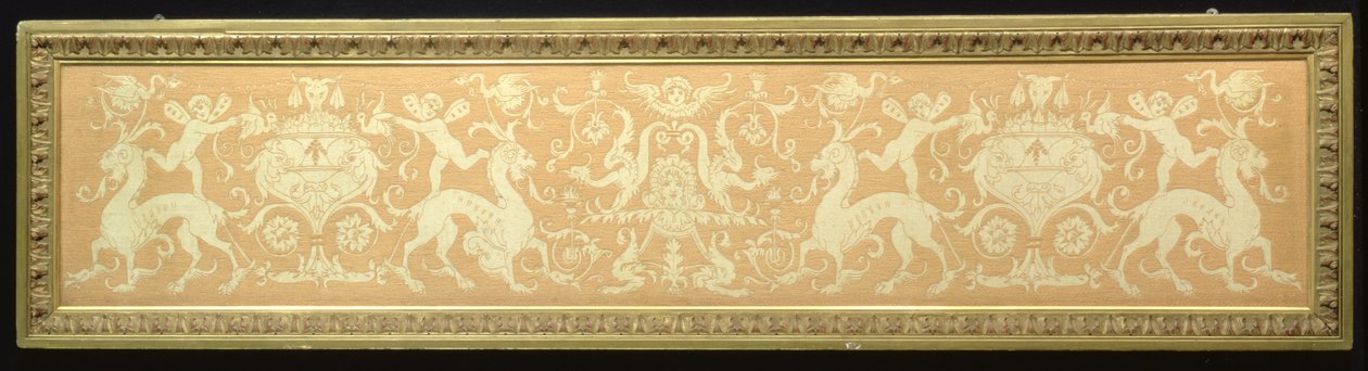 Renaissance Revival Frieze of Putti and Mythical Beasts, 1897 (ulltrådar på linne) av Walter Crane