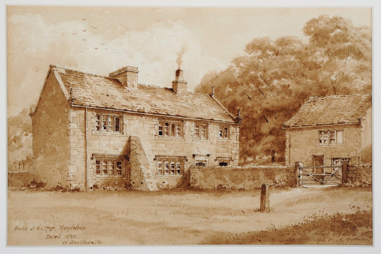 Hus vid Hill Top, Meanwood, ca 1870 (tusch och penna) av Walter Braithwaite