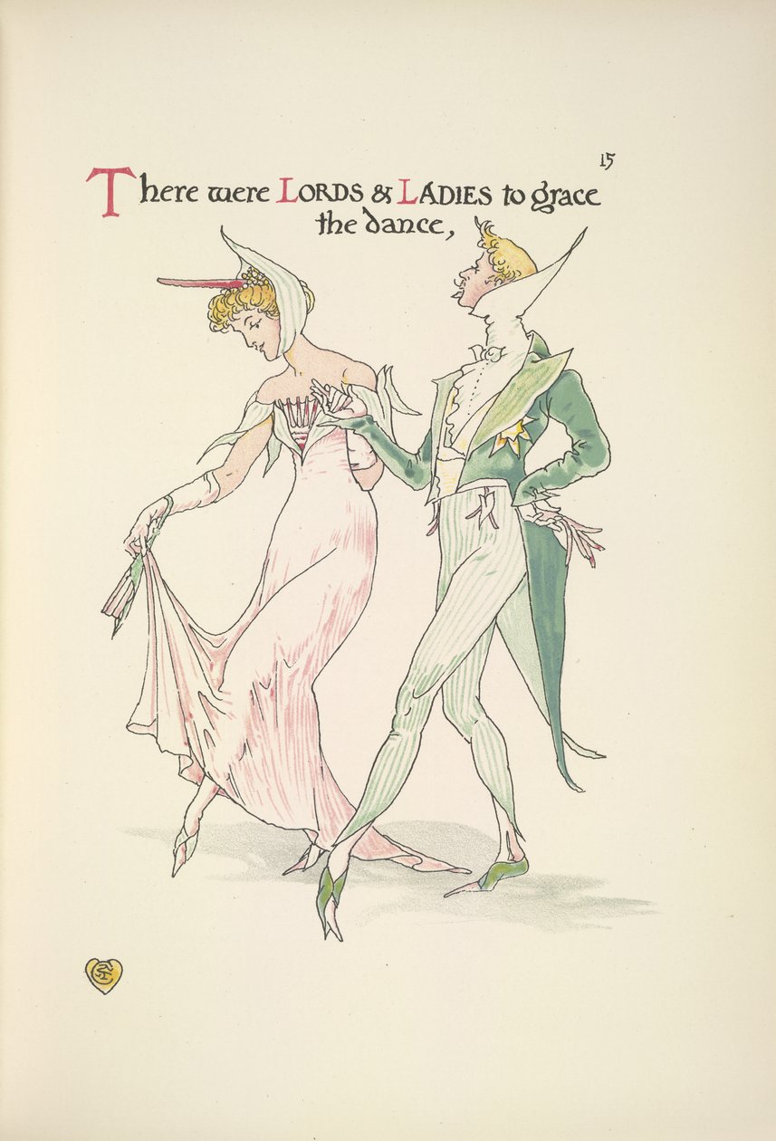 En ung man och kvinna som förbereder sig för att dansa av Walter Crane