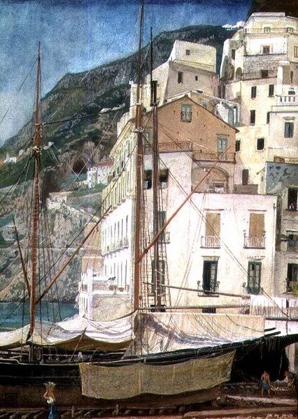 Båtar i en italiensk hamn av Walter Crane