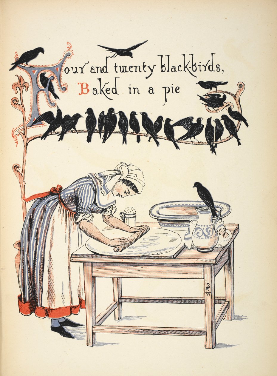 Fyra och tjugo koltrastar bakade i en paj. av Walter Crane
