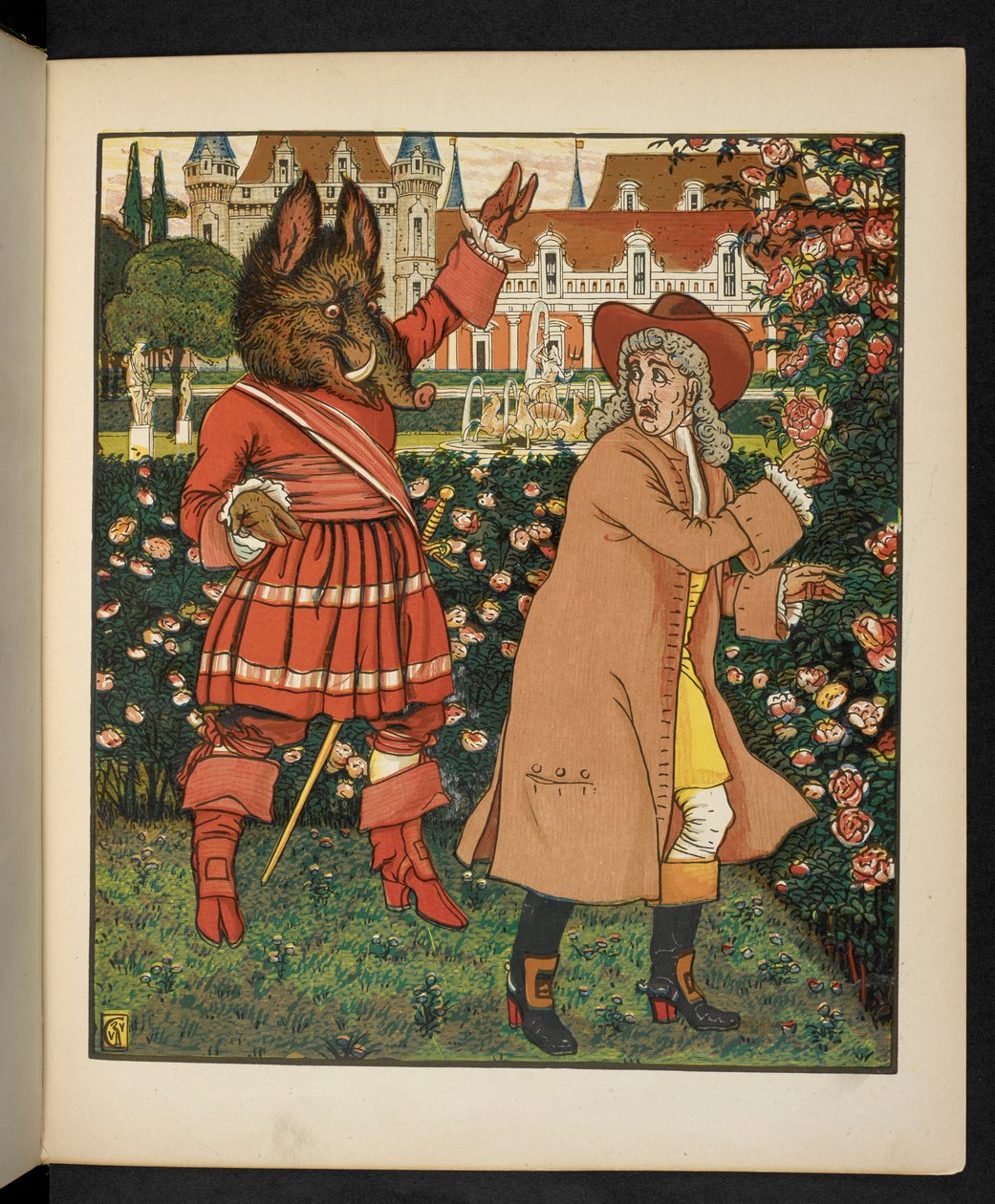 Illustration för Skönheten och Odjuret. av Walter Crane