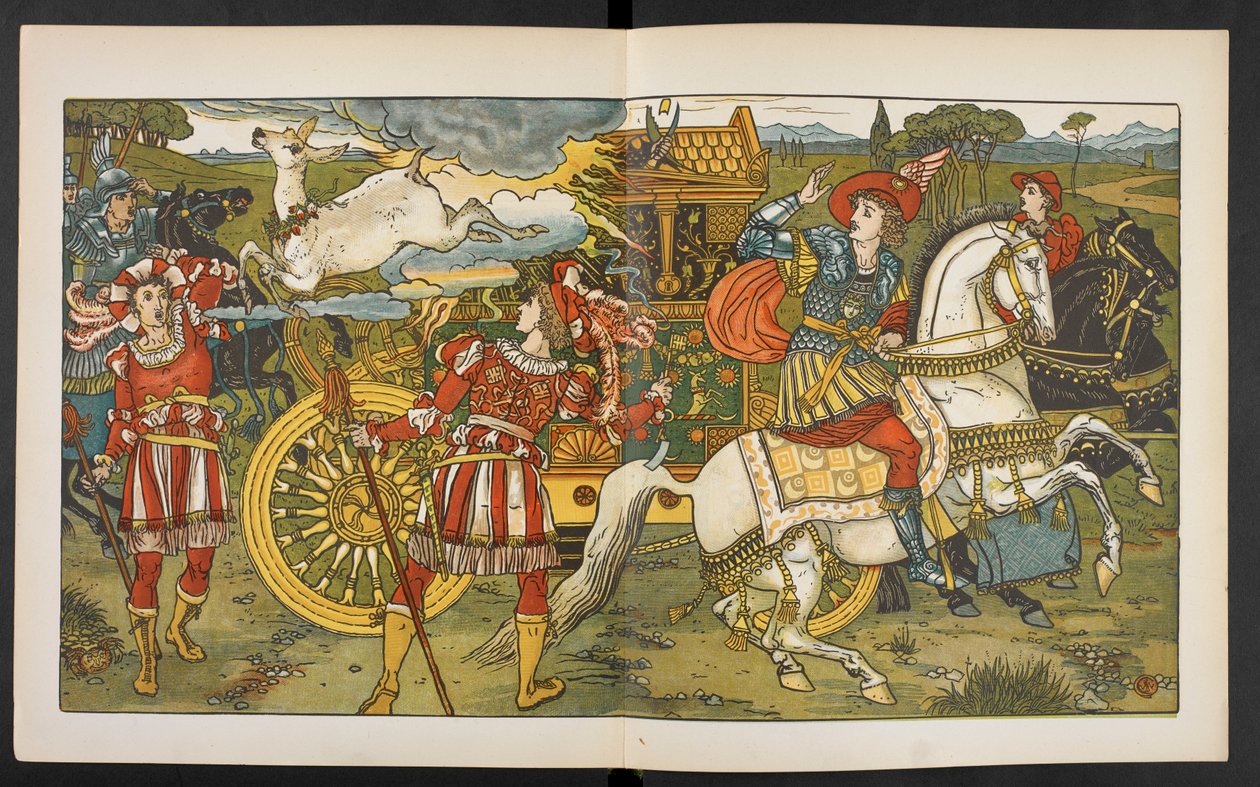 Illustration för hinden i träet. av Walter Crane