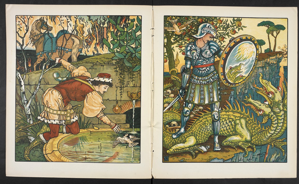 Illustration till berättelsen, prinsessan Belle étoile. av Walter Crane