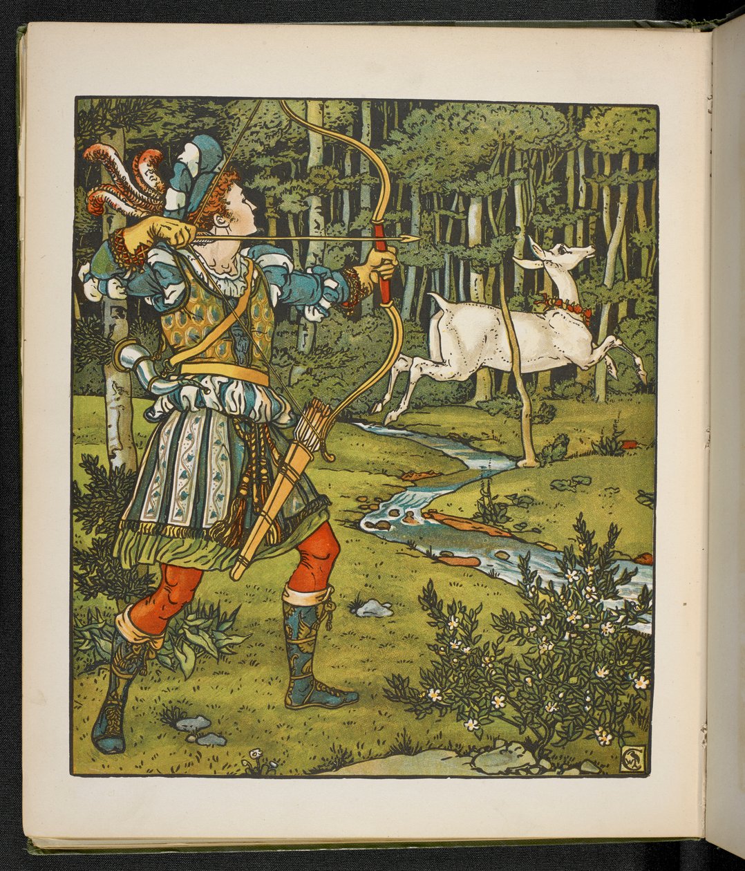 Illustration till berättelsen, Hinden i skogen. av Walter Crane