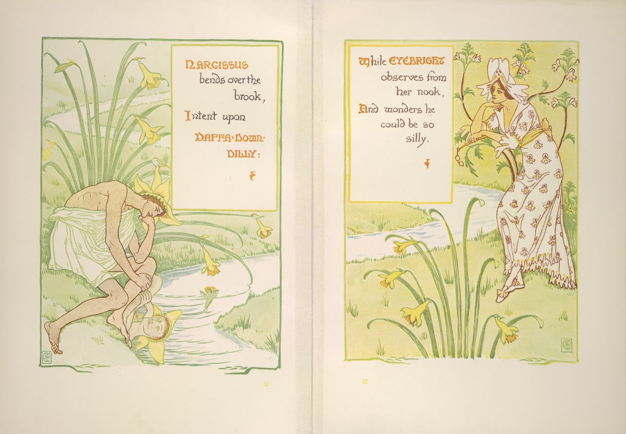 Narcissus och ögontröst av Walter Crane