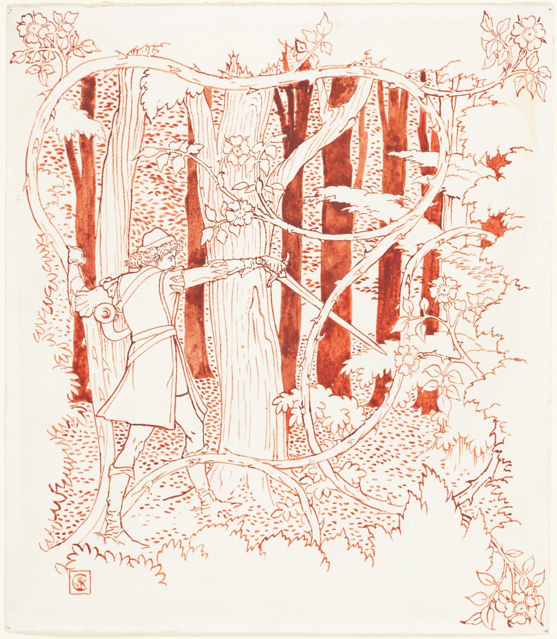 Prinz Charming im Wald av Walter Crane