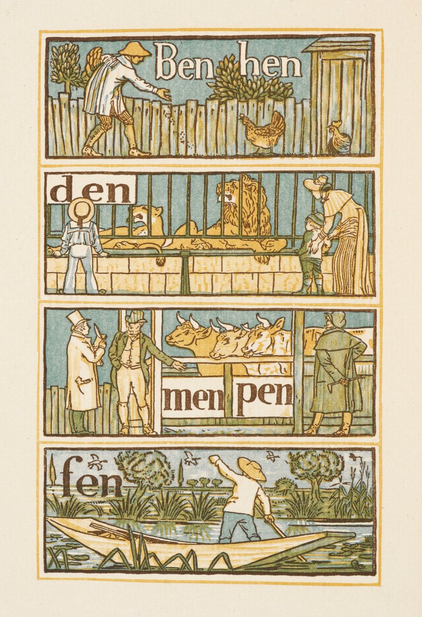 Rimande ord som slutar på bokstaven N . Den gyllene primern. av Walter Crane