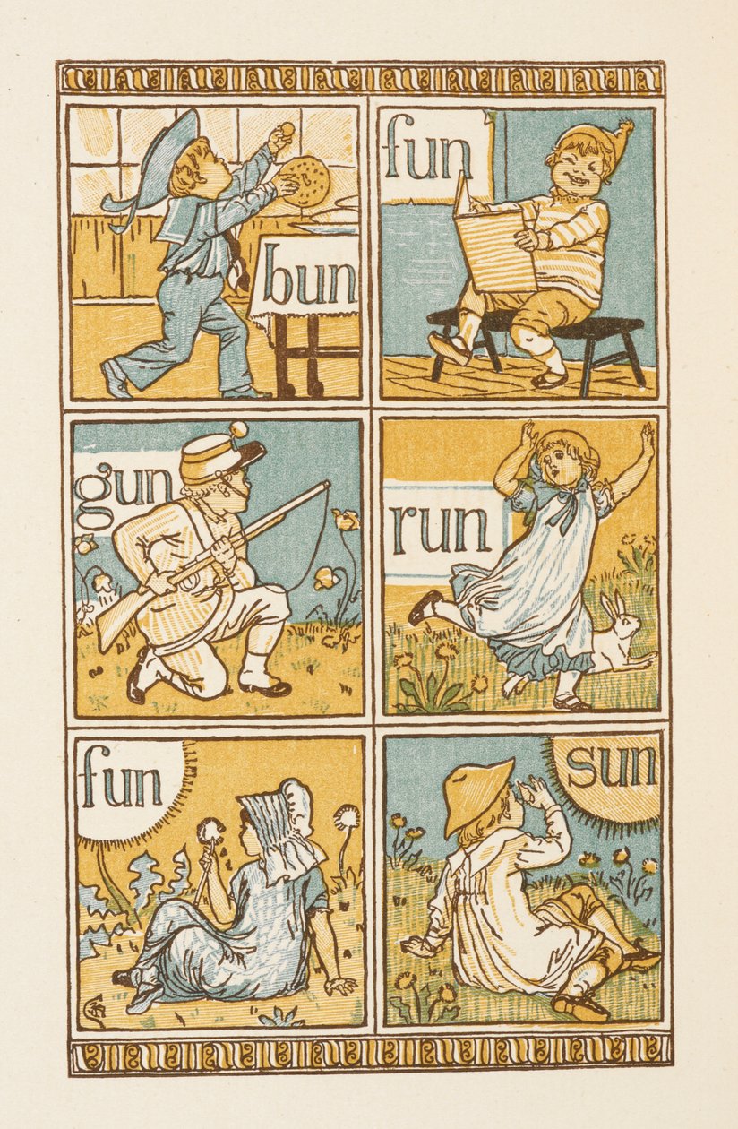 Rimande ord som slutar på bokstaven N. The Golden primer. av Walter Crane