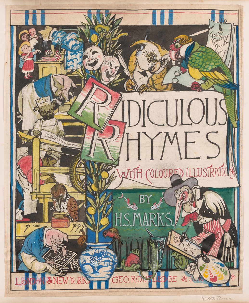 Ridiculous Rhymes, ca 1867 (akvarell, bläck, blyerts  gouache på papper) av Walter Crane