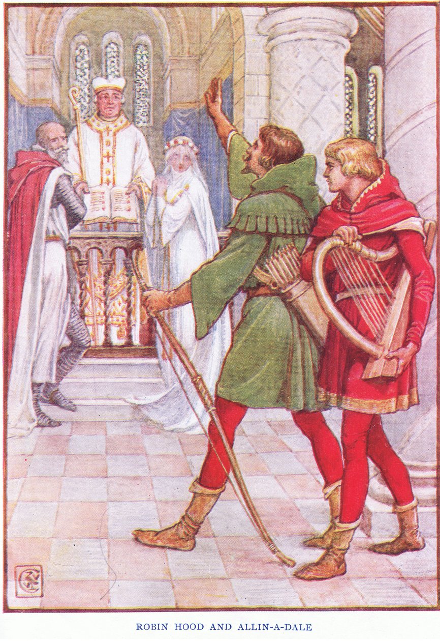 Robin Hood och Alan-a-Dale, ca 1920 av Walter Crane