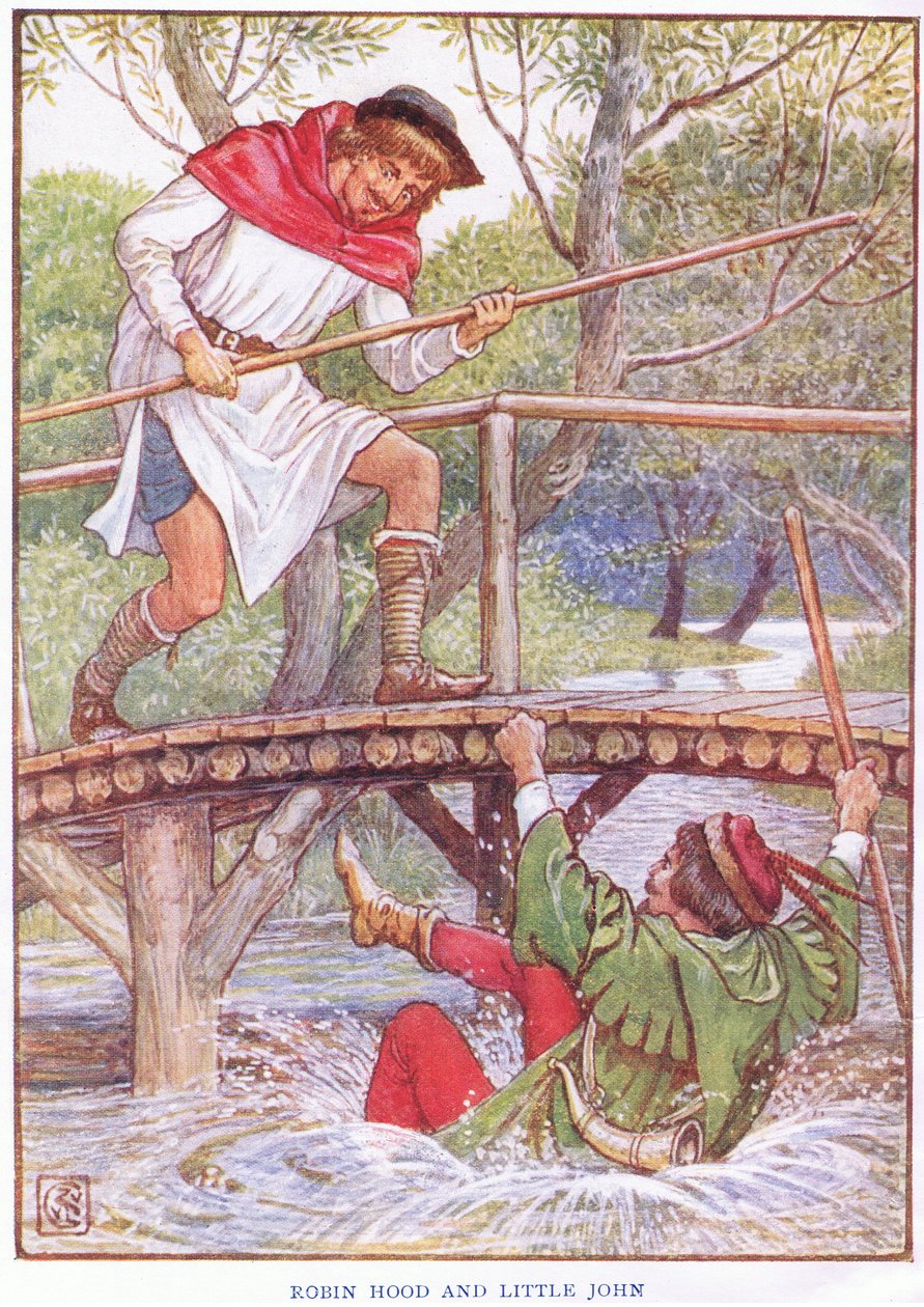 Robin Hood och Little John, ca 1920 av Walter Crane