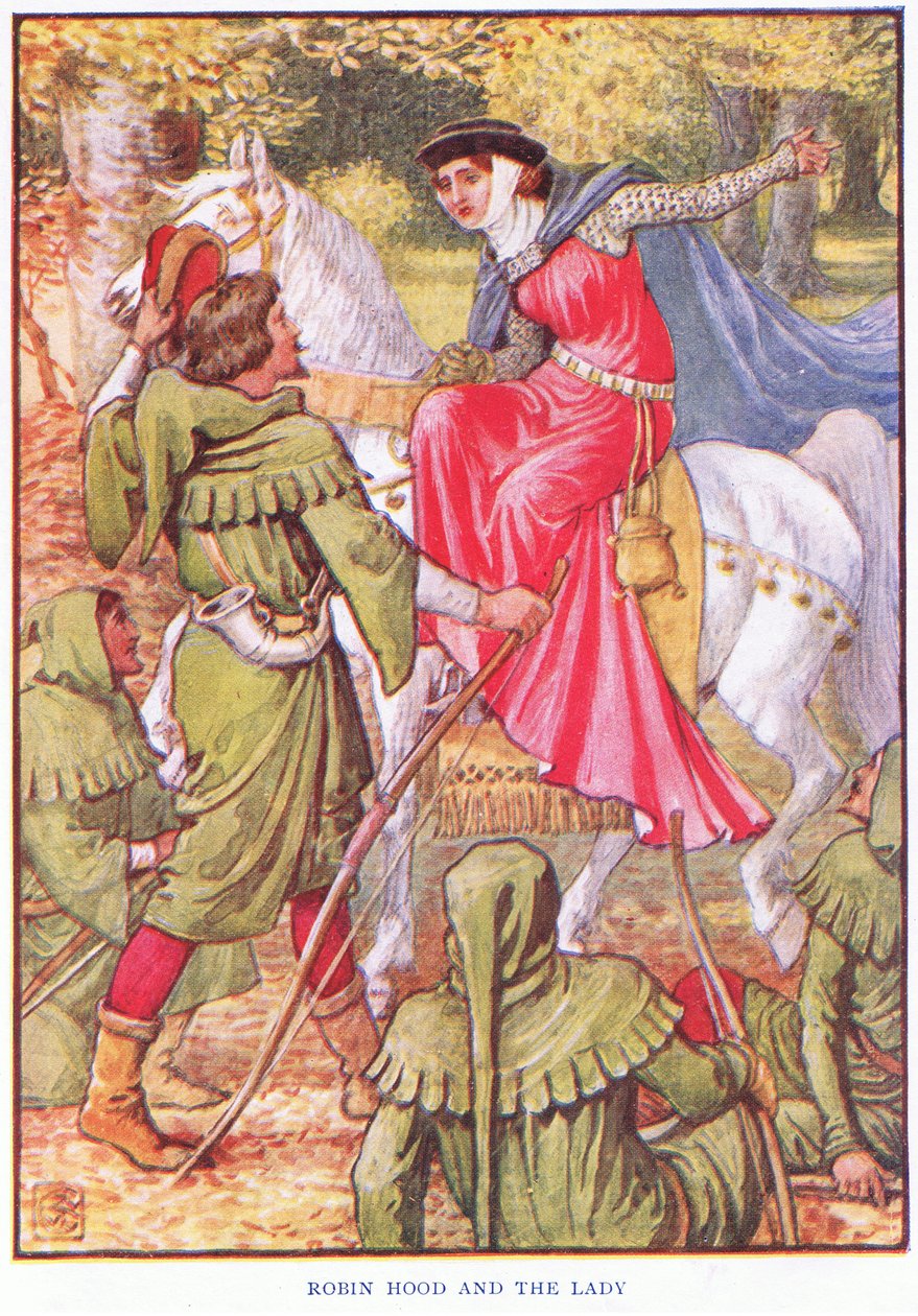 Robin Hood och damen, ca 1920 av Walter Crane