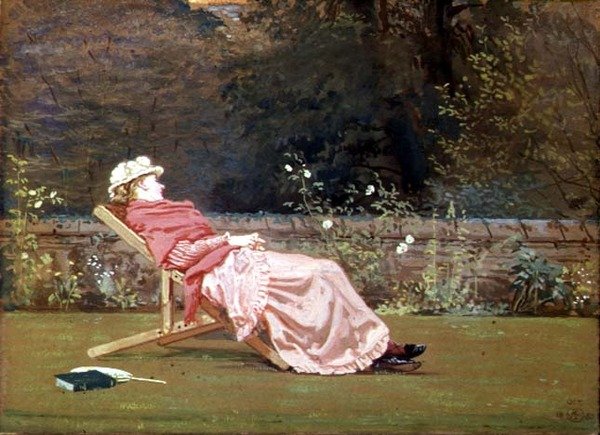 Rosalind, grevinna av Carlisle (1845-1921) i trädgården i Naworth av Walter Crane