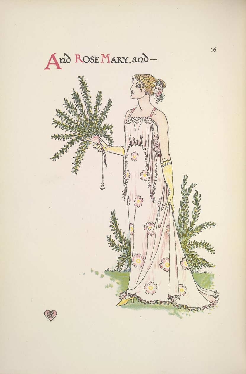 Rose Mary. En ung kvinna som håller en växt av Walter Crane