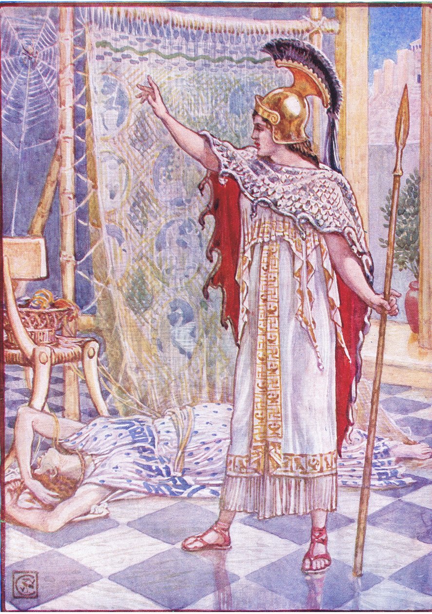 Hon förvandlade henne till en spindel, illustration från The Story of Greece, 1930-talet av Walter Crane