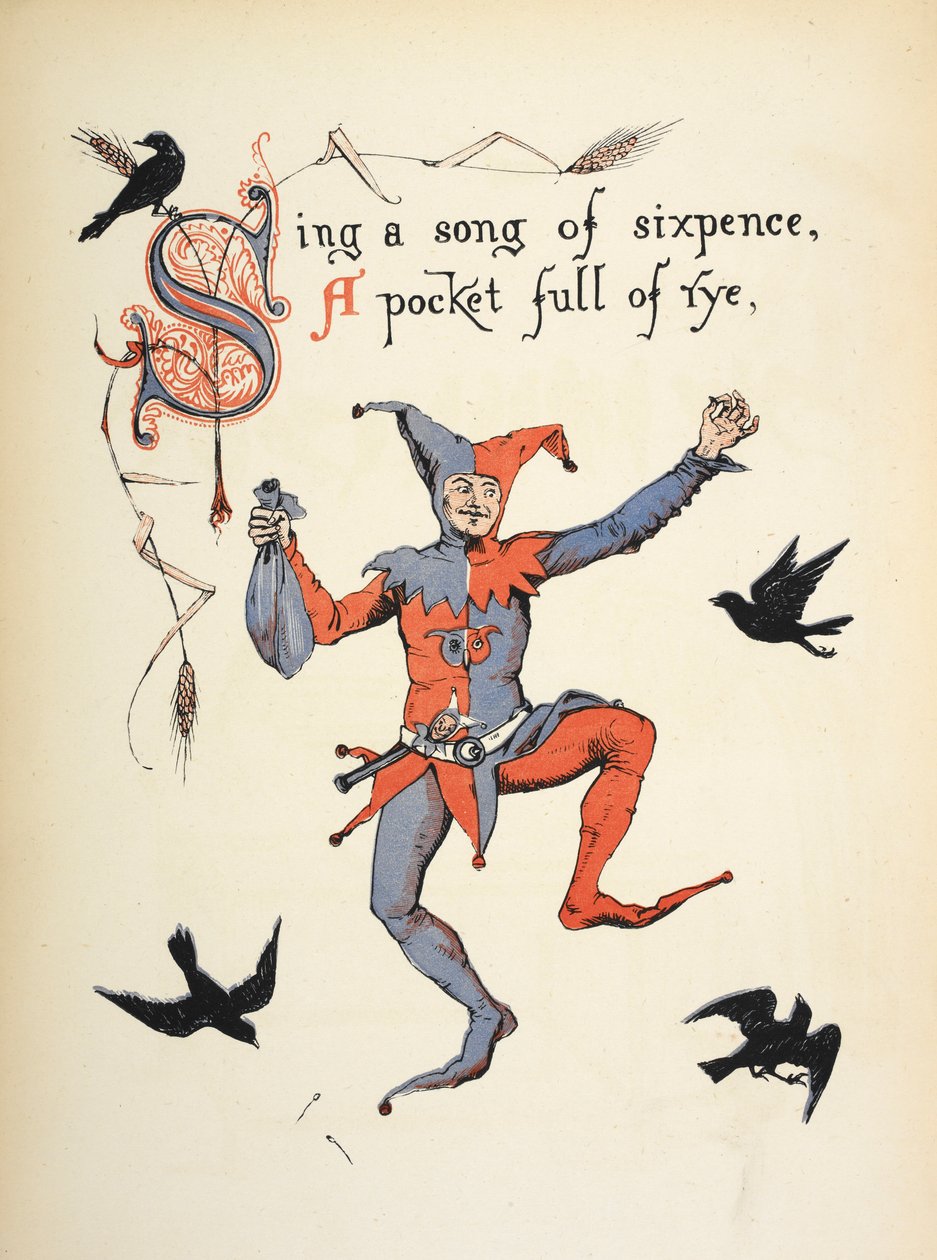 Sjung en sång på sixpence, en ficka full av råg. av Walter Crane