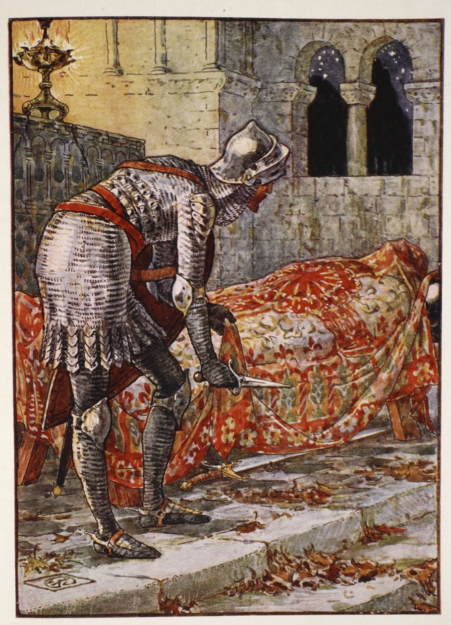 Sir Lancelot in the Chapel Perilous, från "Stories of the Knights of the Round Table" av Henry Gilbert, första upplagan, 1911 av Walter Crane